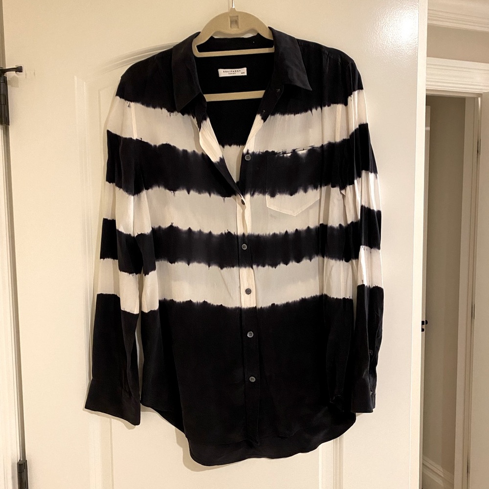 Equipment Black and White Tie Dye Button Down Shirt
